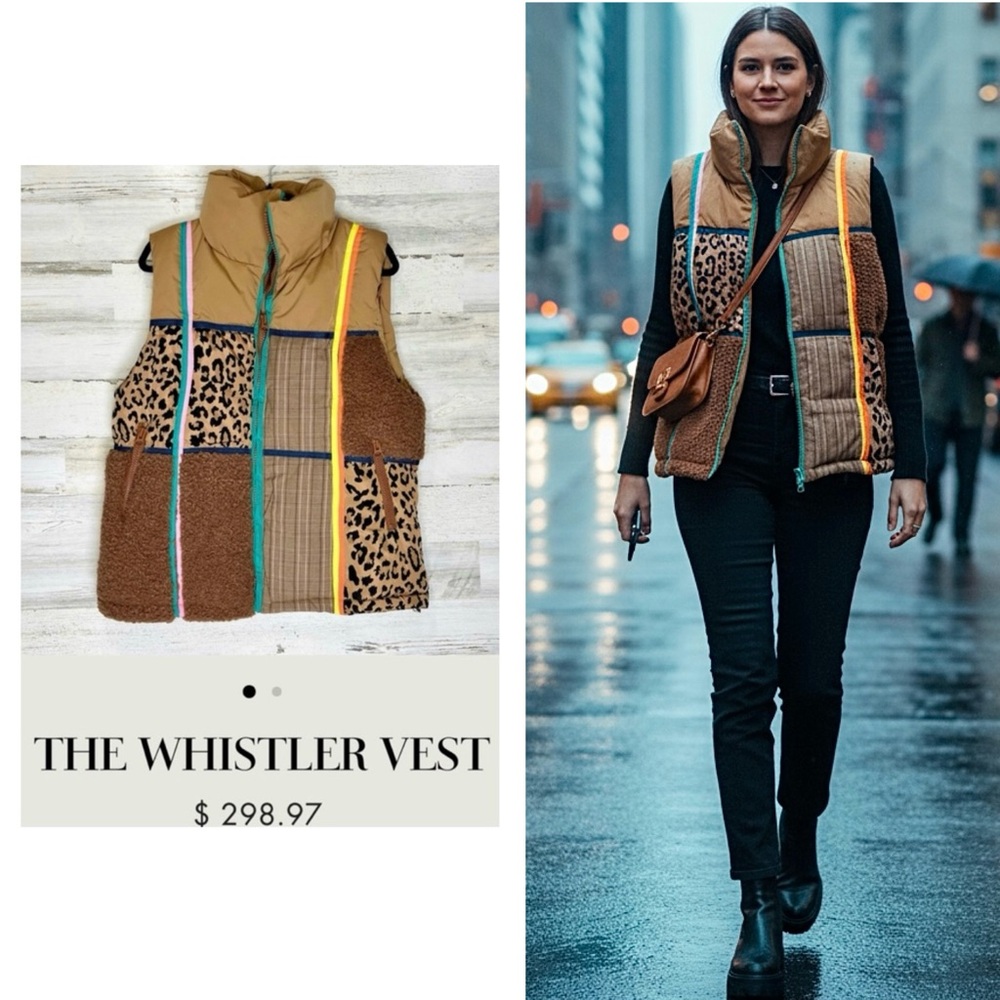 NWOT The Whistler Vest -Multicolored Sherpa